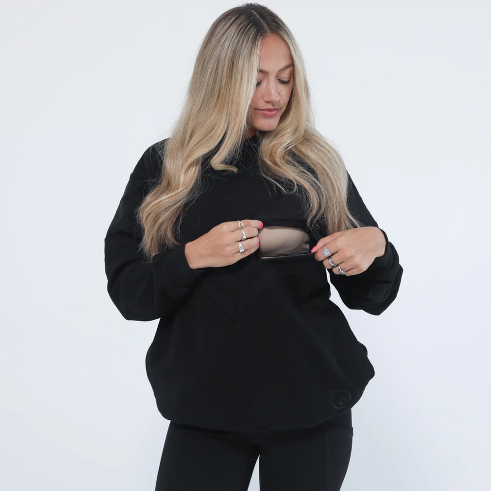 Sweat&Milk Isabella The Organic Oversized Nursing & Pregnancy Hoodie (Noir)